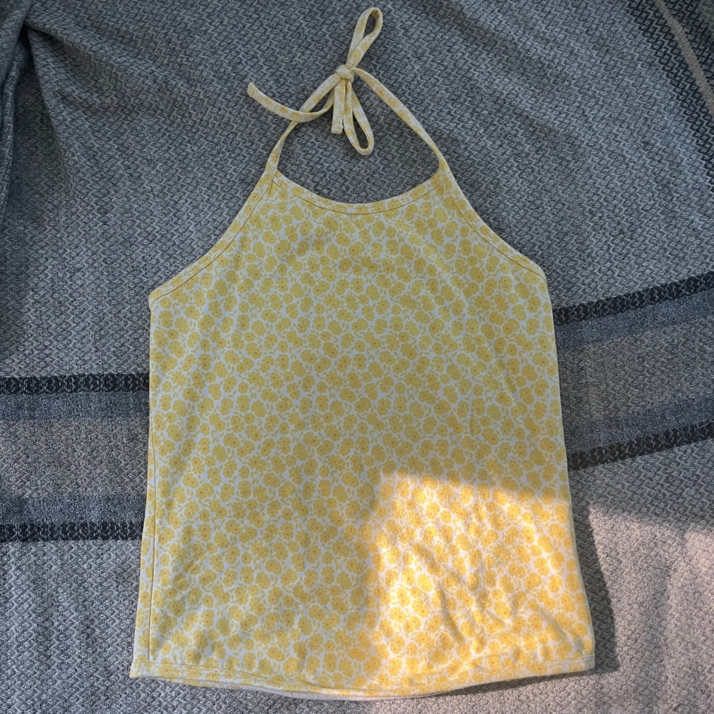 Vintage Gap floral yellow halter top